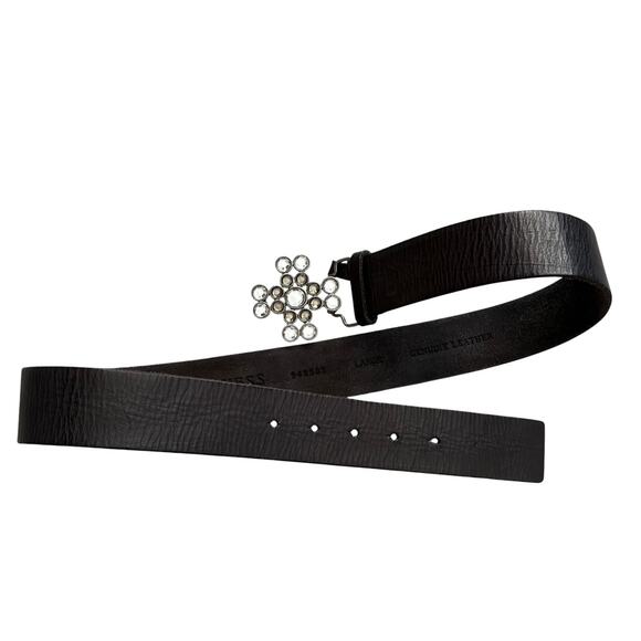 Guess Y2K Genuine Leather Rhinestone Cross Belt Size Large Goth Glam L main image 5